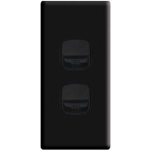 LINEA 2 GANG ARCHITRAVE SWITCH BLACK LINEA 2 GANG ARCHITRAVE SWITCH BLACK