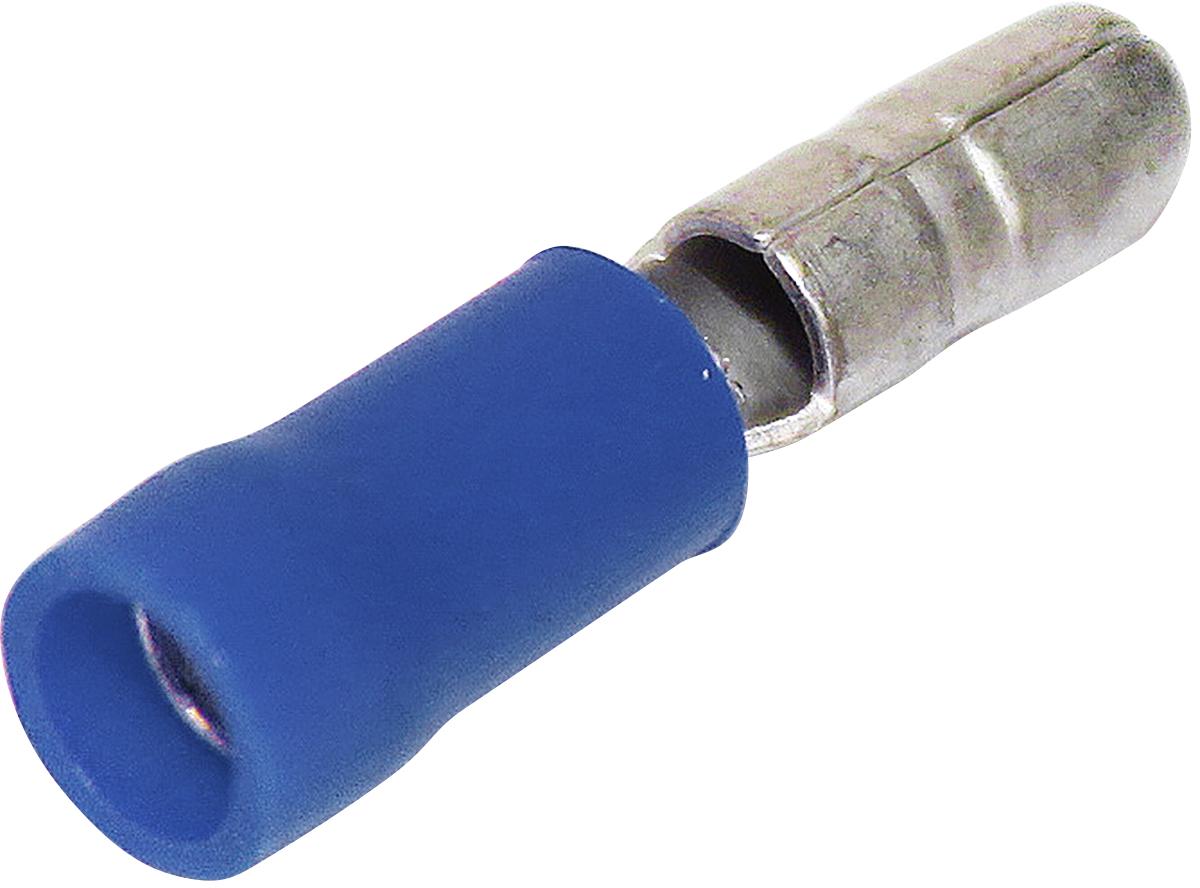 INSULATED MALE BULLET 4MM D/G BLUE 100PK