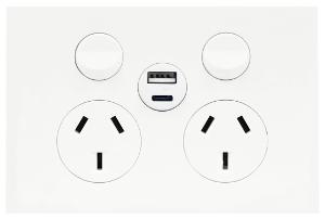 FINESSE DBL GPO + USB A&C 10A M/WHITE FINESSE DBL GPO + USB A&C 10A M/WHITE