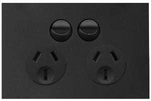 FINESSE DOUBLE GPO 10A HOR MATT BLACK FINESSE DOUBLE GPO 10A HOR MATT BLACK