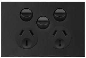 FINESSE DBL GPO + EXT SW 10A M/BLACK FINESSE DBL GPO + EXT SW 10A M/BLACK
