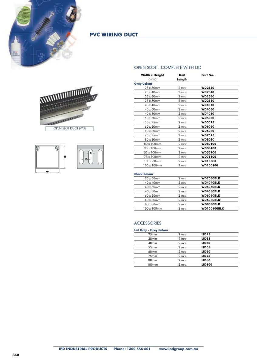 OPEN SLOT DUCT PVC 40X60MM 2MTR GREY