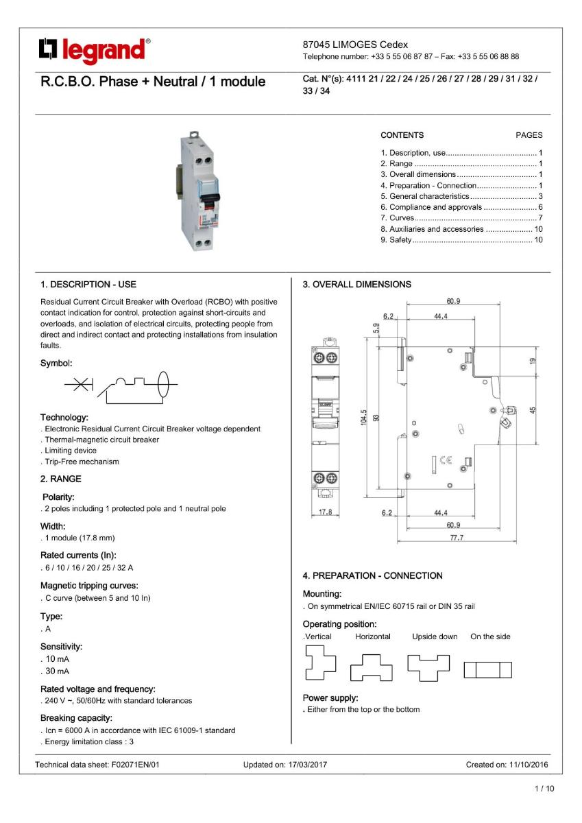 RCBO DX3 1P+N 25A 30MA CL A 1 MODULE