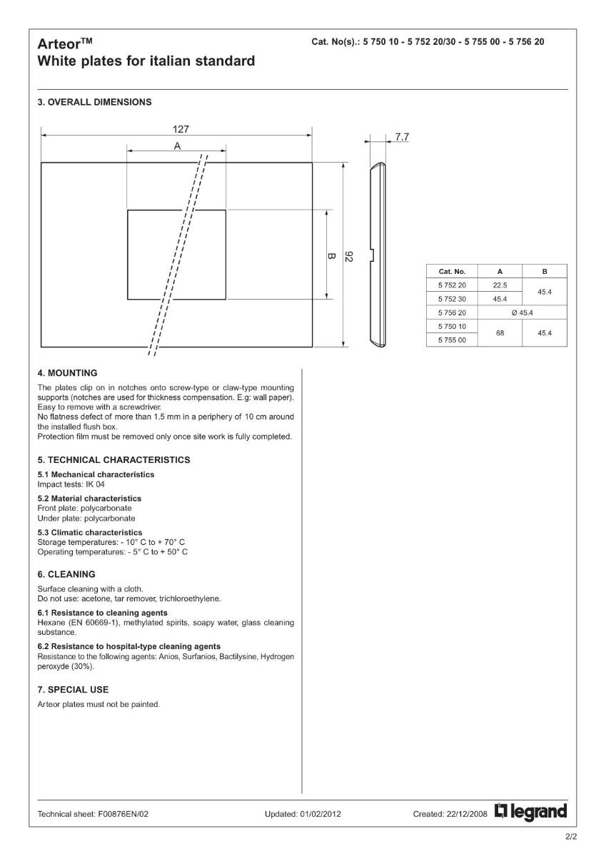 ARTEOR PLATE 3MOD SQUARE HORIZ WHITE