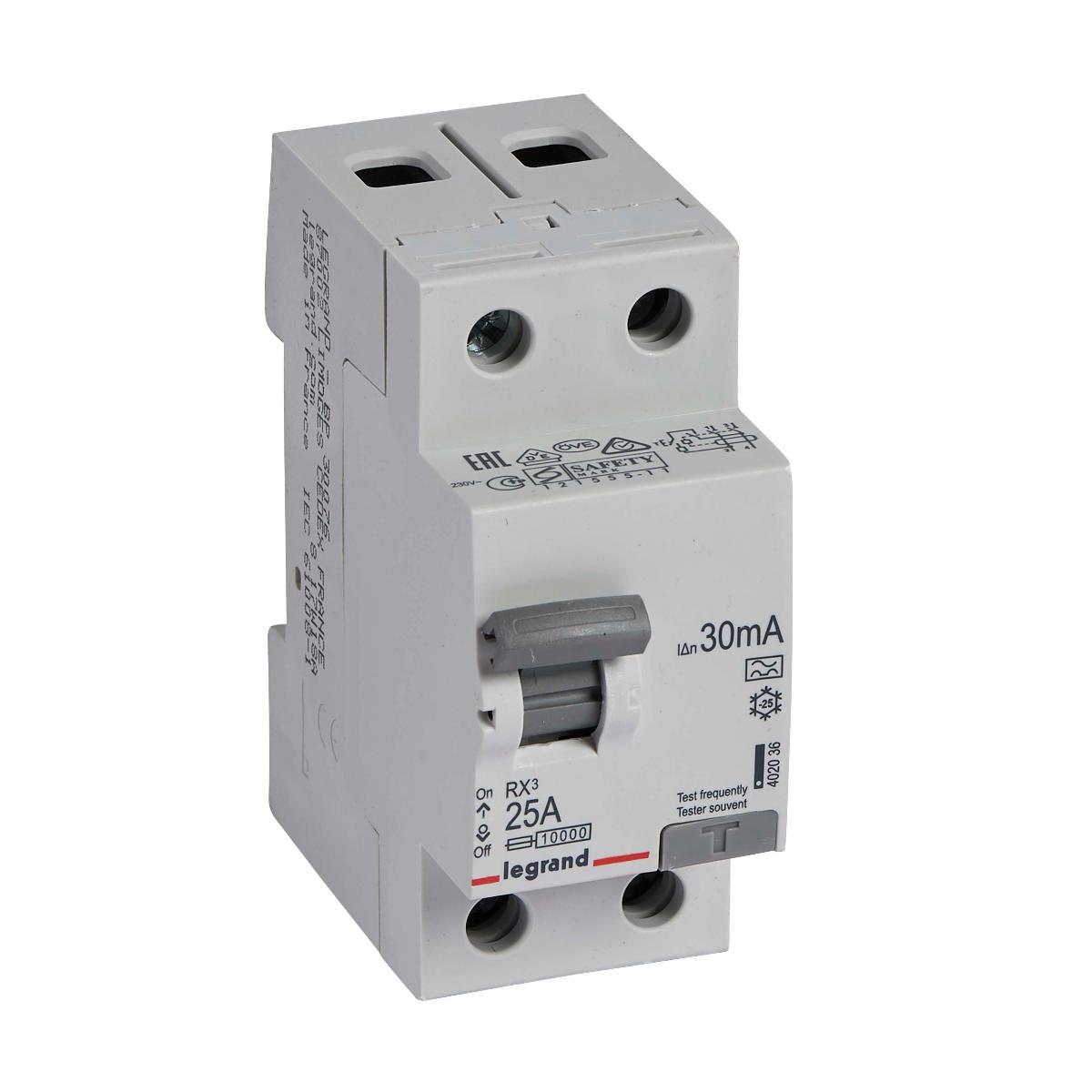 RCCB RX3 2P 25A 30MA CL A 2 MODULE