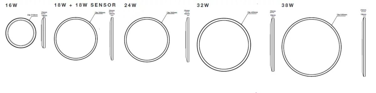 LED OYSTER LIGHT FINO 24W CCT 350MM O/D