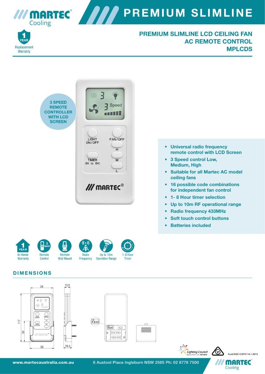 LCD REMOTE CONTROL KIT PREMIUM SLIMLINE