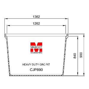GRC CABLE PIT 1250X450 1362X555X900MM GRC CABLE PIT 1250X450 1362X555X900MM