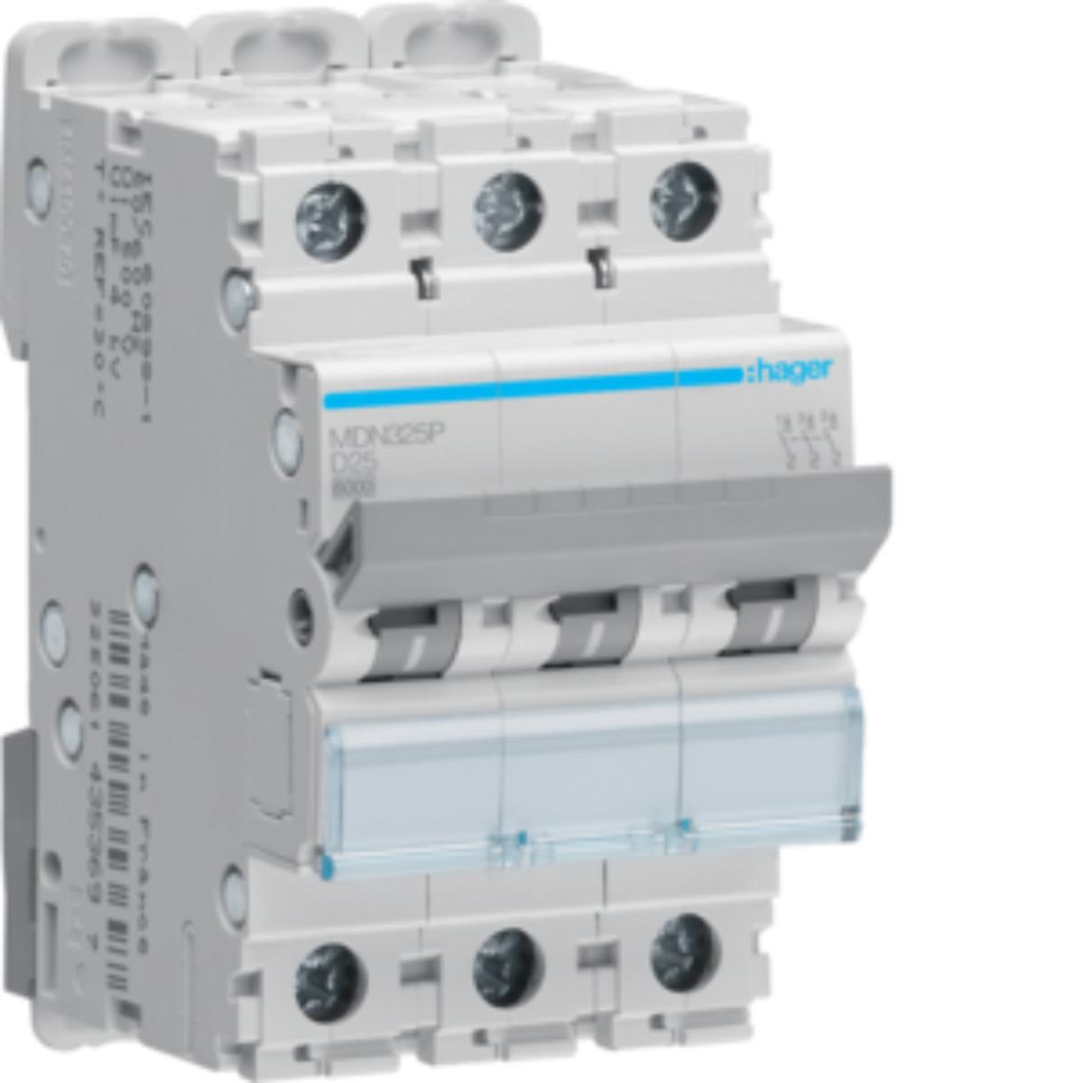 MCB 3P 25A 6KA D CURVE 3 MODULE