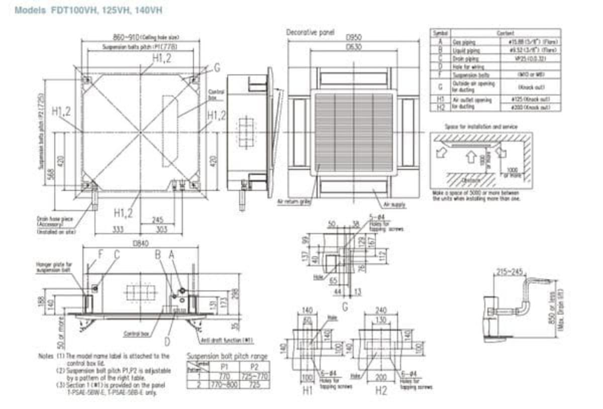 AIRCON CEIL CASSETTE INDOOR UNIT 10.0KW