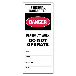 PERSONAL DANGER TAG/LABEL 5PK PERSONAL DANGER TAG/LABEL 5PK