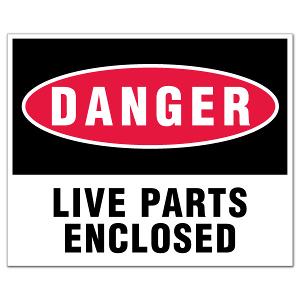 DANGER LIVE PARTS ENCLOSED LABEL 5PK DANGER LIVE PARTS ENCLOSED LABEL 5PK