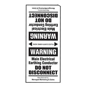MAIN EARTHING CONDUCTOR LABEL 20PK MAIN EARTHING CONDUCTOR LABEL 20PK