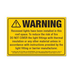WARNING SIGN FOR RECESSED LIGHTS 50PK WARNING SIGN FOR RECESSED LIGHTS 50PK