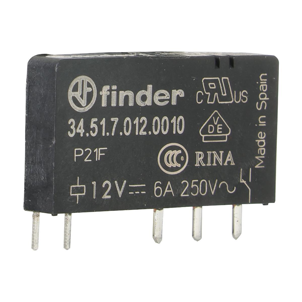 PCB RELAY 1C/O 5 PIN 6A 12VDC