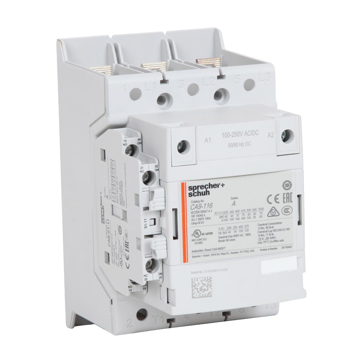 CONTACTOR 3P 146A AC3 75KW 100/250VACDC