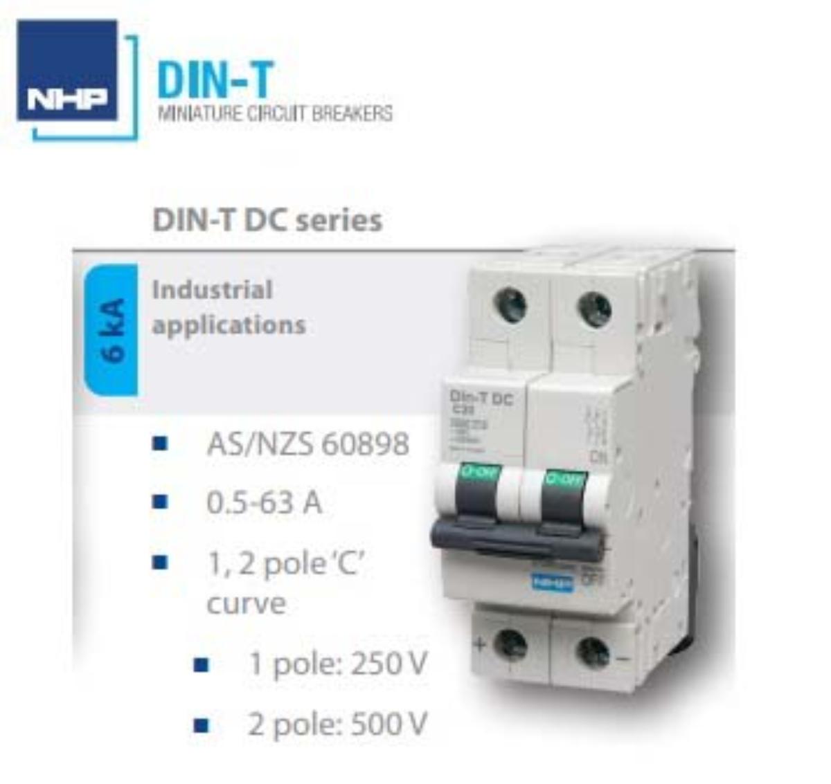 MCB DIN-T DC 2P 20A 6KA C CURVE 2 MODULE