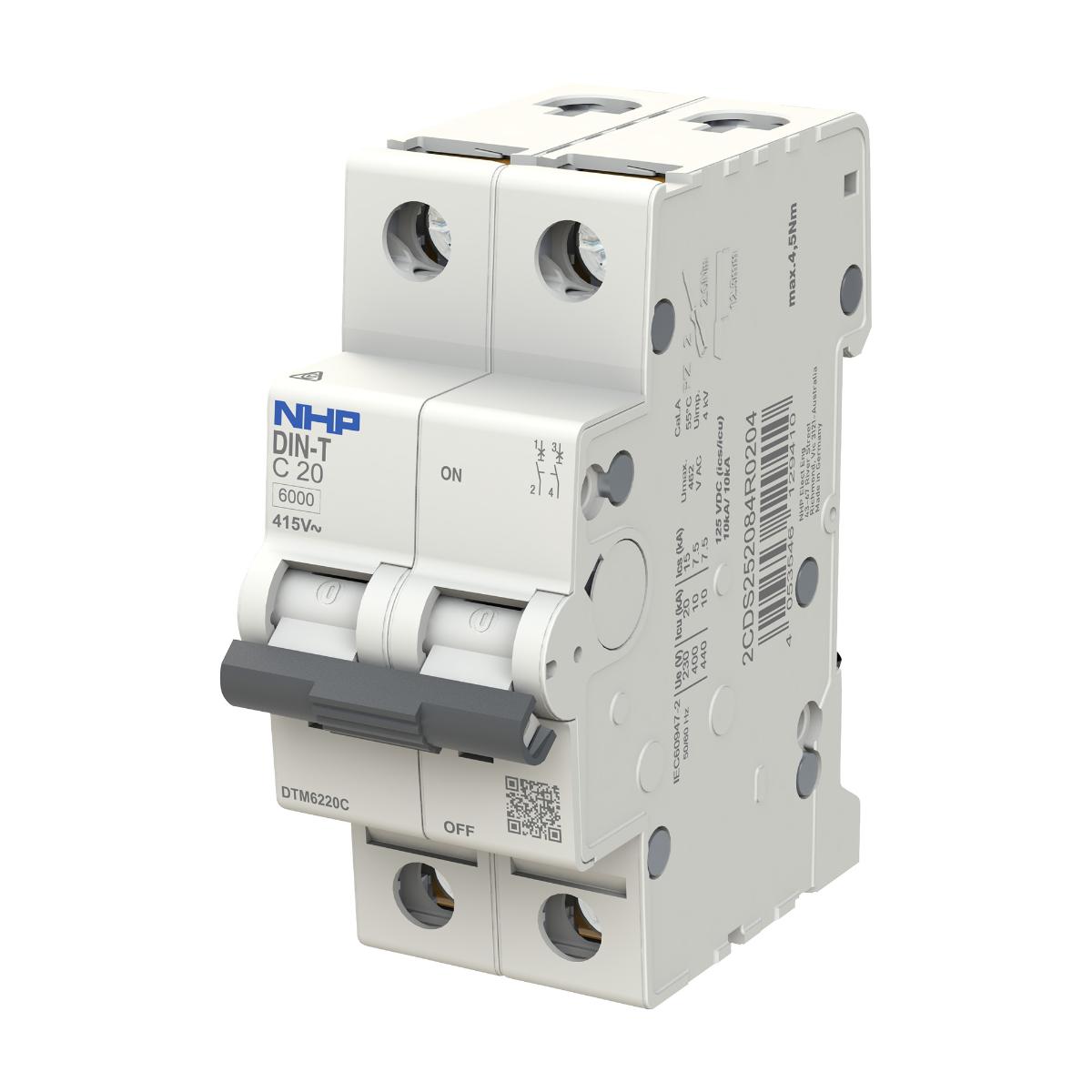 MCB DIN-T 6KA 2P 25A C CURVE 2 MODULE