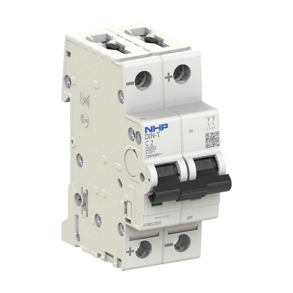MCB DIN-T DC 10KA 2P 2A C CURVE 2 MODULE