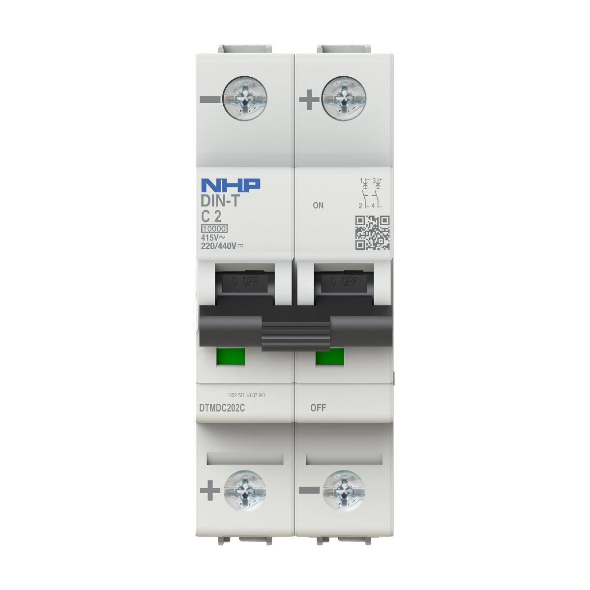 MCB DIN-T DC 10KA 2P 10A C CURVE 2MODULE