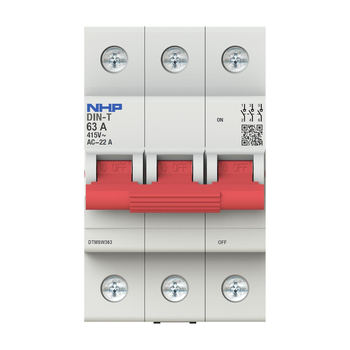 MAIN SWITCH DIN-T 3POLE 100A 3 MODULE