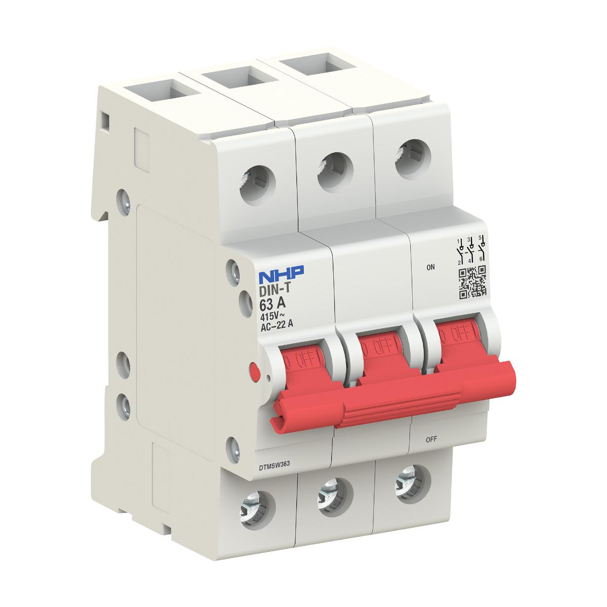MAIN SWITCH DIN-T 3POLE 100A 3 MODULE