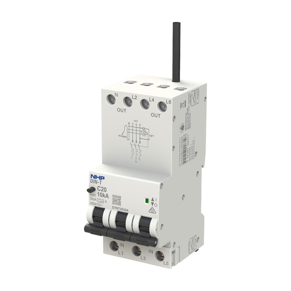 RCBO DIN-T 10KA 3P+N 6A 30MA 3 MODULE