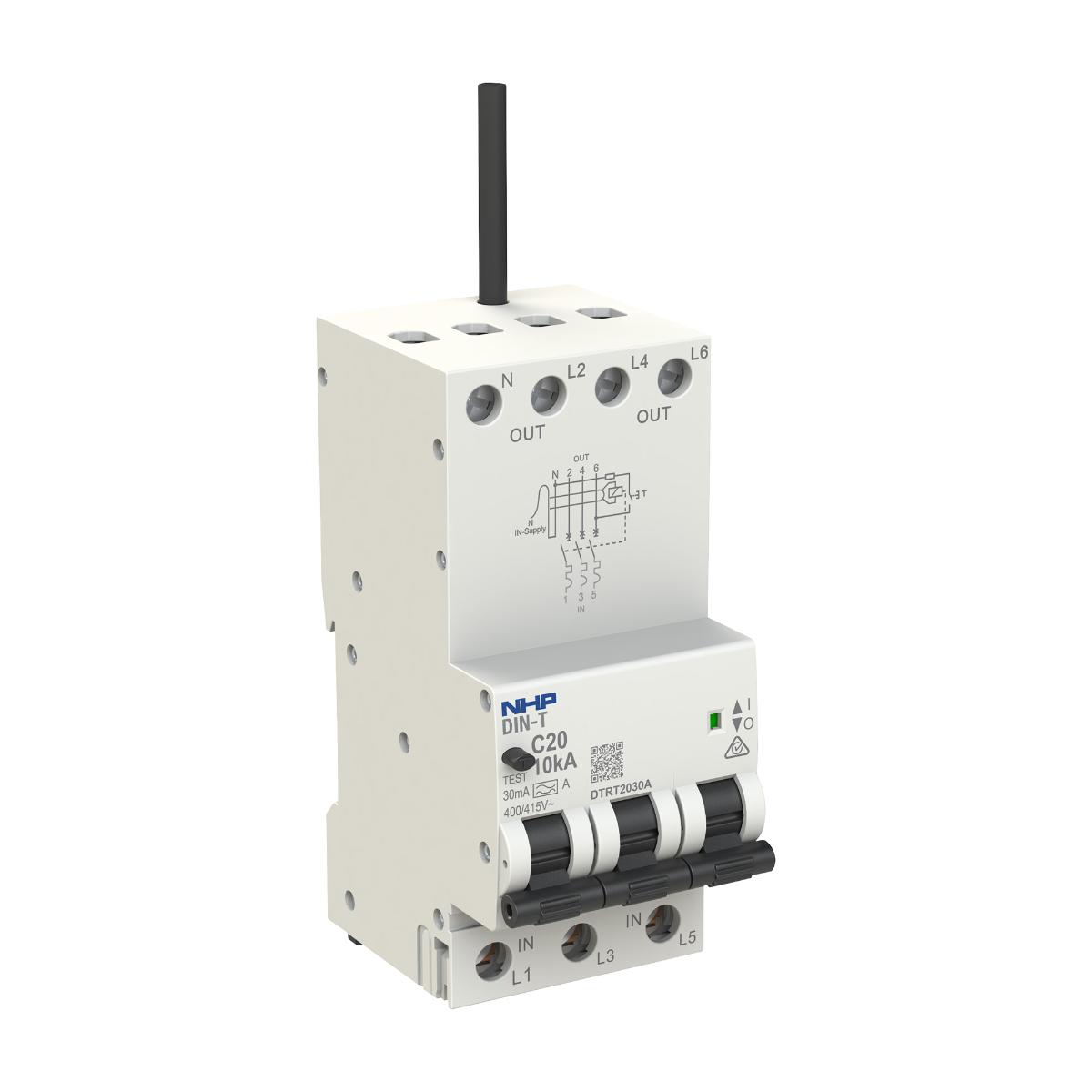 RCBO DIN-T 10KA 3P+N 16A 30MA 3 MODULE