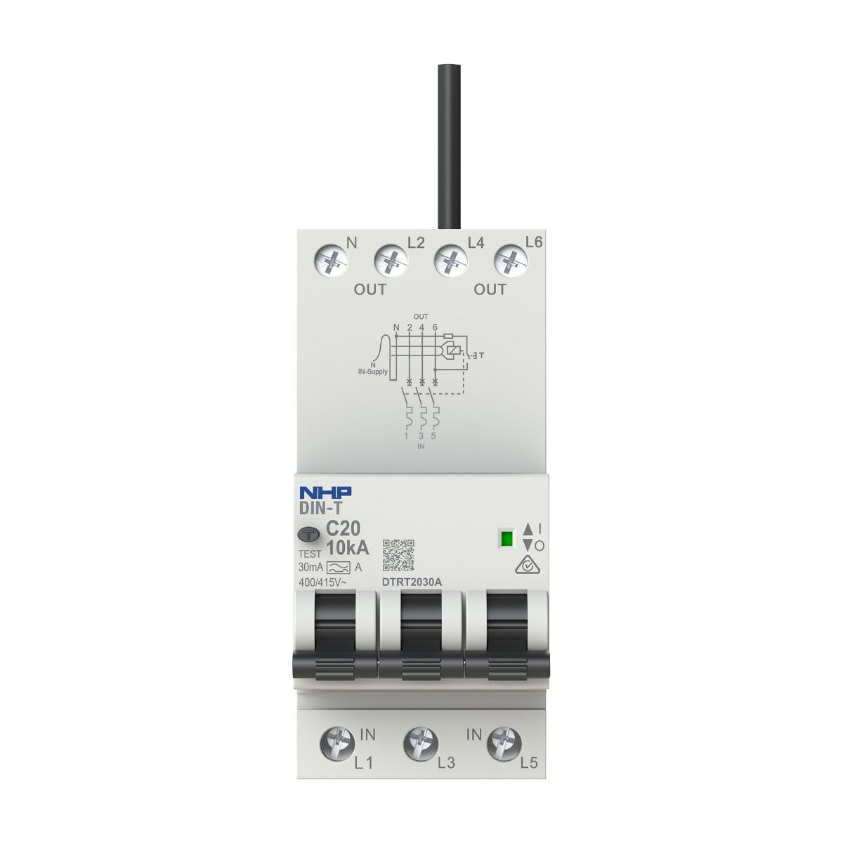 RCBO DIN-T 10KA 3P+N 25A 30MA 3 MODULE