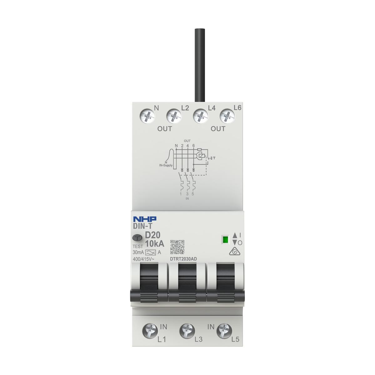 RCBO DIN-T 10KA 3P+N 63A 30MA 3 MODULE