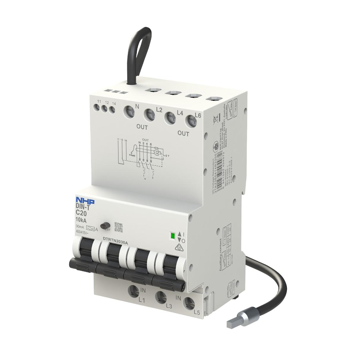 RCBO DIN-T 10KA 3P+SN 6A 100MA 3 MODULE