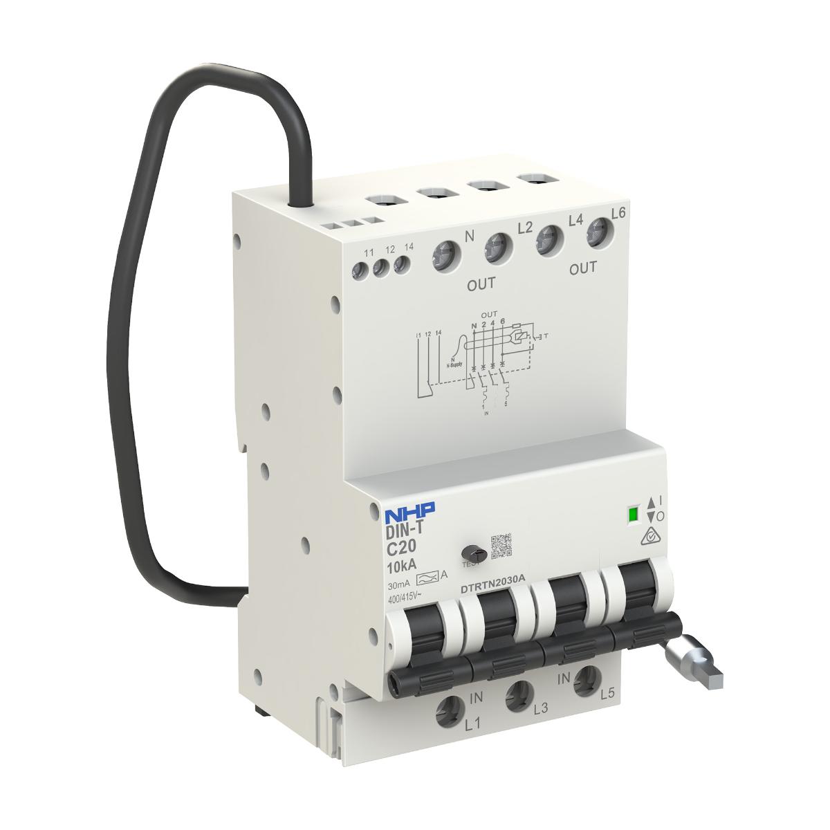 RCBO DIN-T 10KA 3P+SN 6A 100MA 3 MODULE