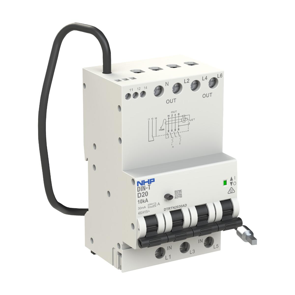 RCBO DIN-T 10KA 3P+SN 6A 300MA 3 MODULE