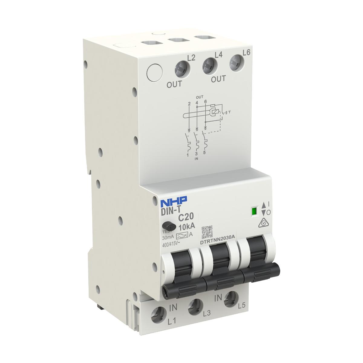 RCBO DIN-T 10KA 3P 16A 30MA 3 MODULE