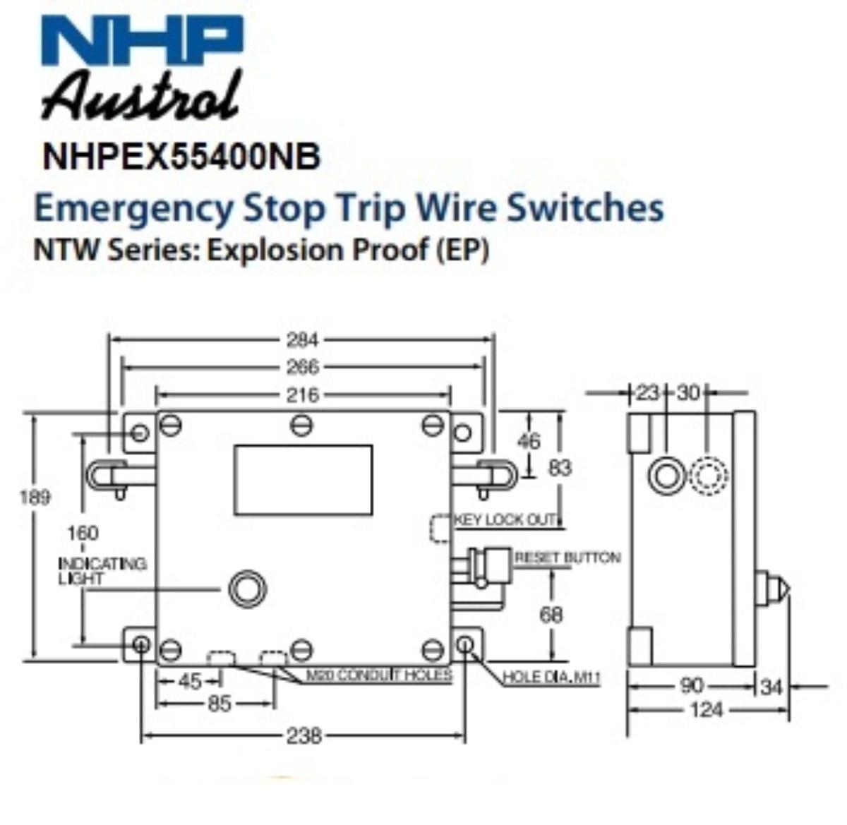 TRIP WIRE SWITCH EX RATED 2N/O 2N/C