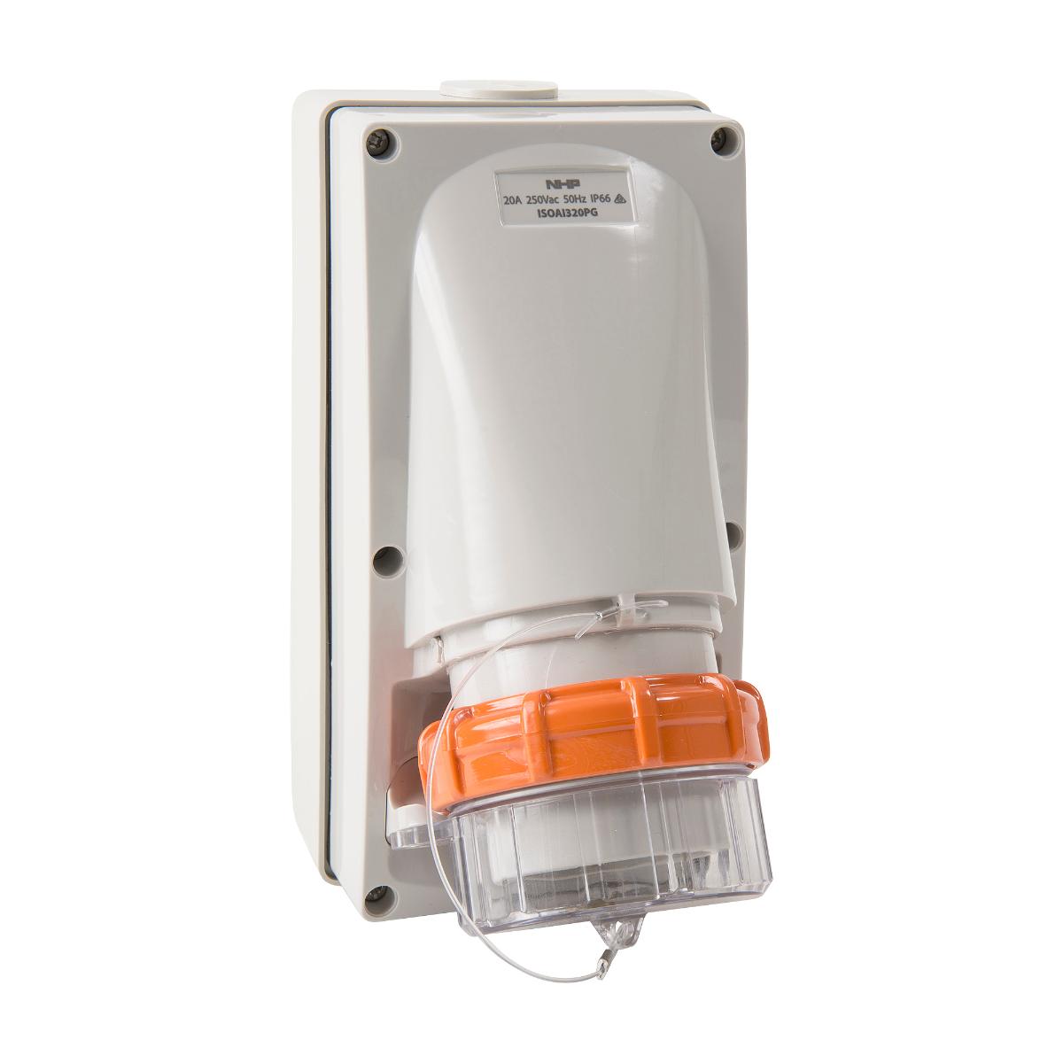 ISO APPLIANCE INLET 1PH 3 ROUND PINS 20A