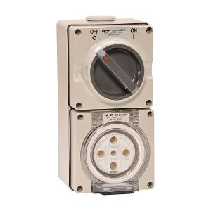ISO SW/PLUG 5 RND PINS 50A 3PH GREY ISO SW/PLUG 5 RND PINS 50A 3PH GREY