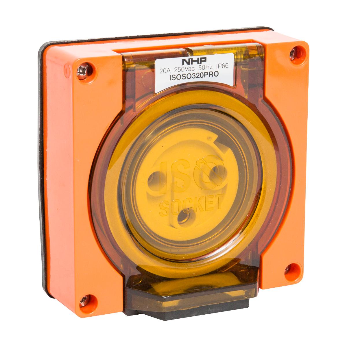 ISO SOCKET OUTLET 1PH 3 ROUND PINS 20A