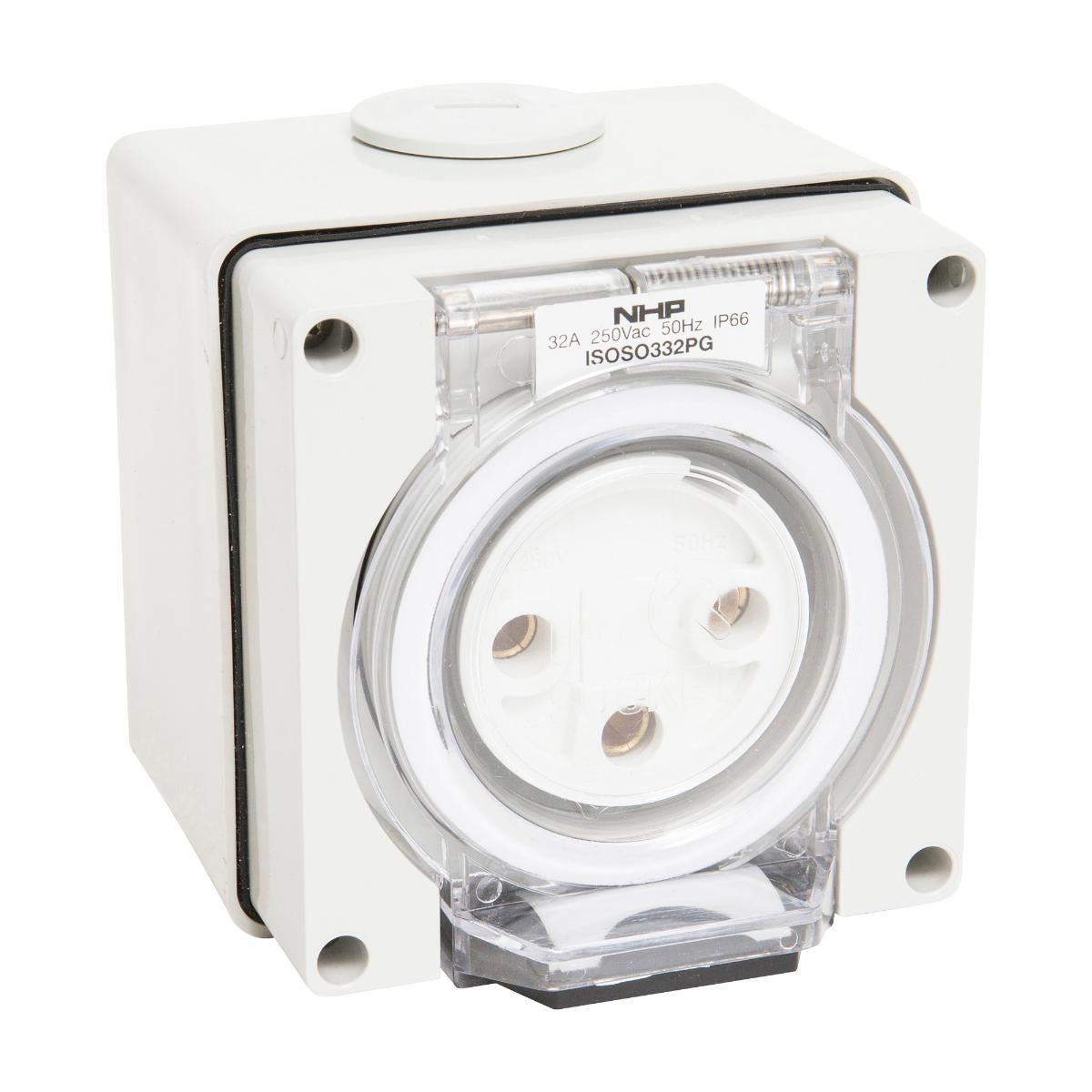 ISO SOCKET OUTLET 1PH 3 ROUND PINS 32A
