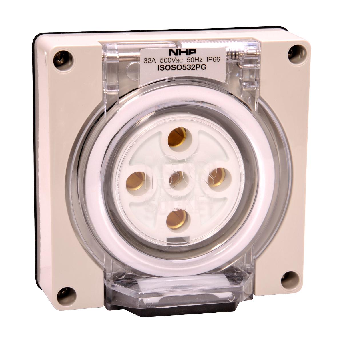 ISO SOCKET OUTLET 3PH 5 ROUND PINS 32A