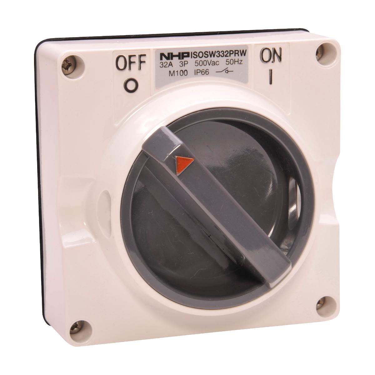 ISO SWITCH 3PH 3 POLE 32A LESS BASE
