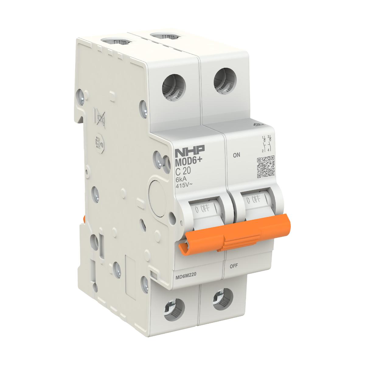 MCB MOD6+ 6KA 2P 10A C CURVE 2 MODULE