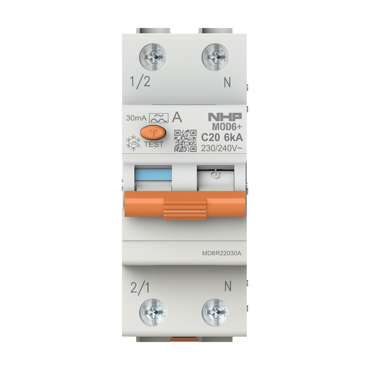 RCBO MOD6+ 1P+SN 25A 6KA 30MA 2 MODULE