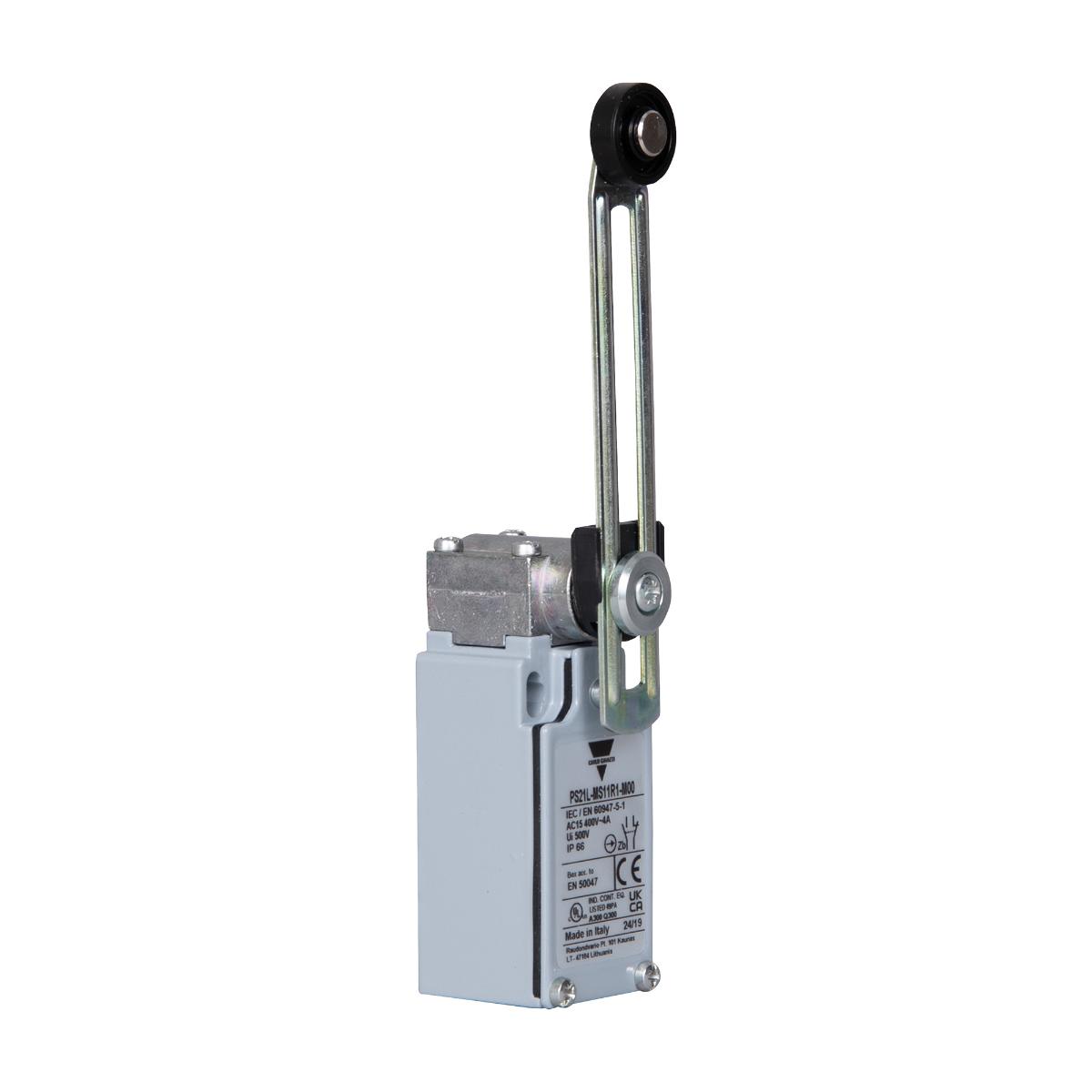 LIMIT SW 30MM MTL ADJ ROLLER LVR 1NC 1NO