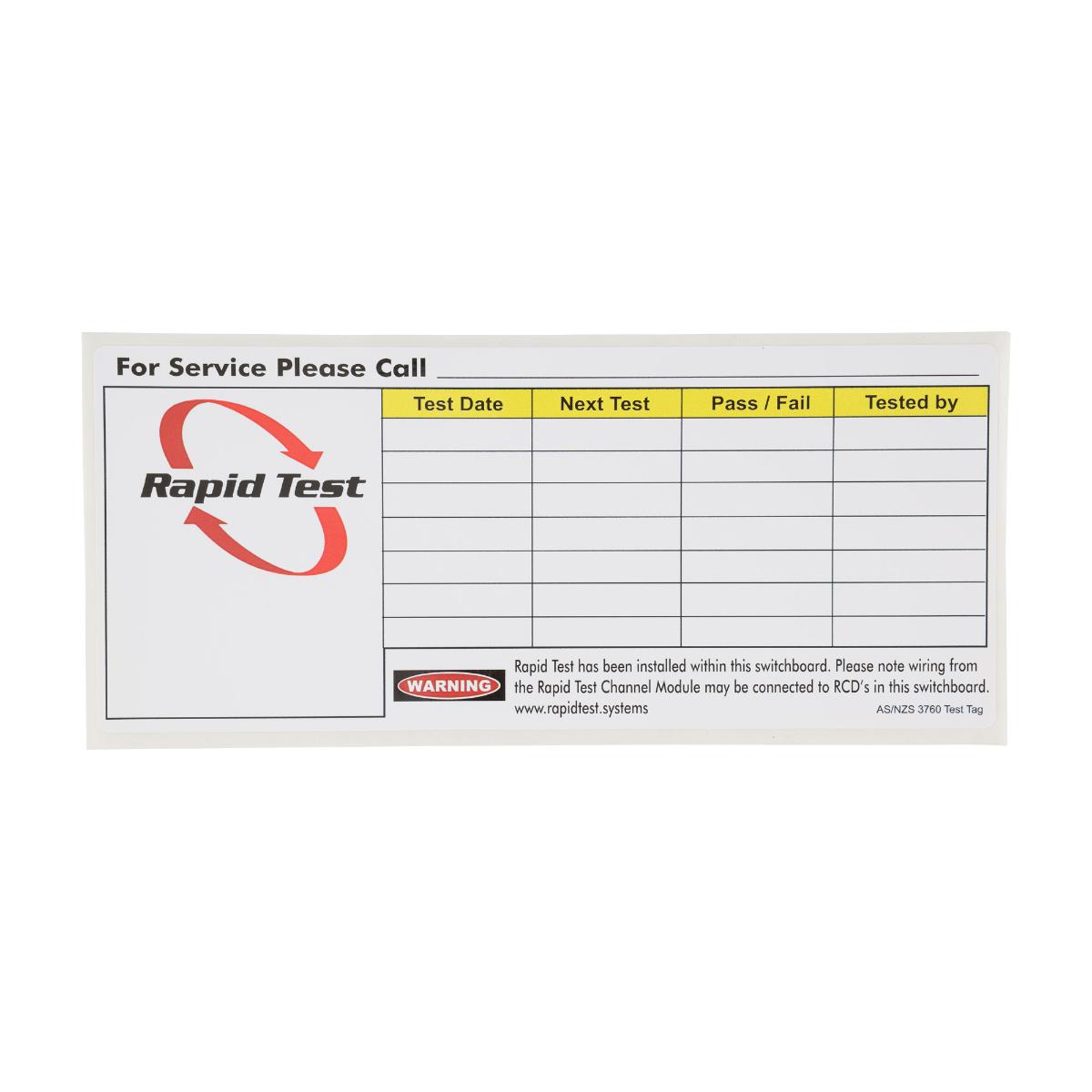 RAPID TEST RCD SYSTEM STICKER PKT OF 10