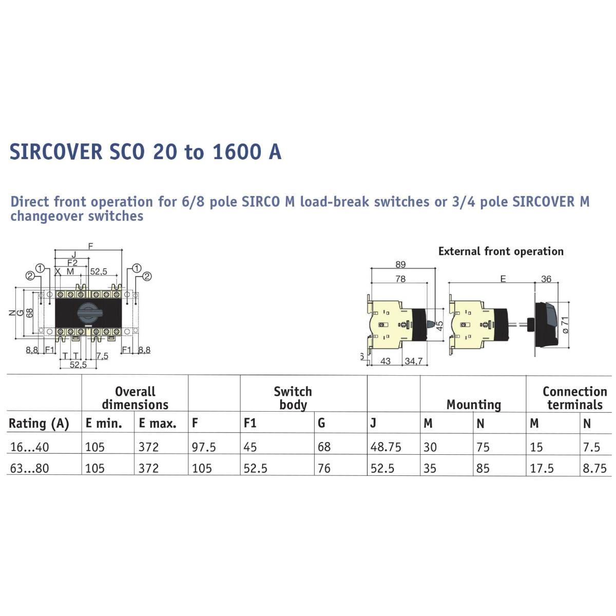 SIRCO M CHANGEOVER SWITCH 4P 80A