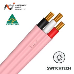 FLAT 3CORE 1.5MM RD/WH/BK PINK 100M