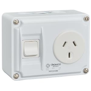 GPO SWITCHED SINGLE 3 FLAT PINS 10A IP30 GPO SWITCHED SINGLE 3 FLAT PINS 10A IP30