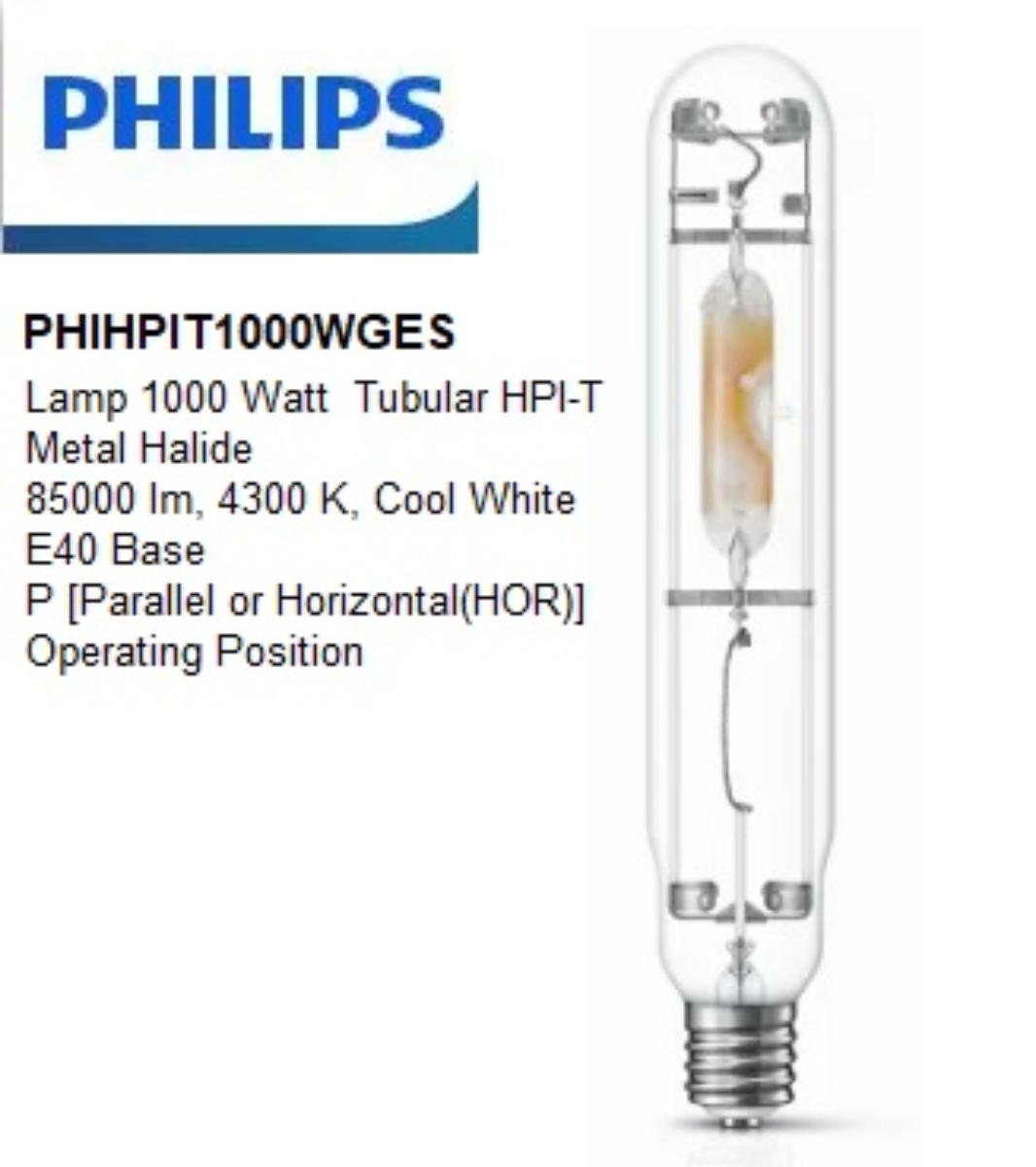 M/H LAMP 1000W GES E40 CLEAR TUBULAR HOR