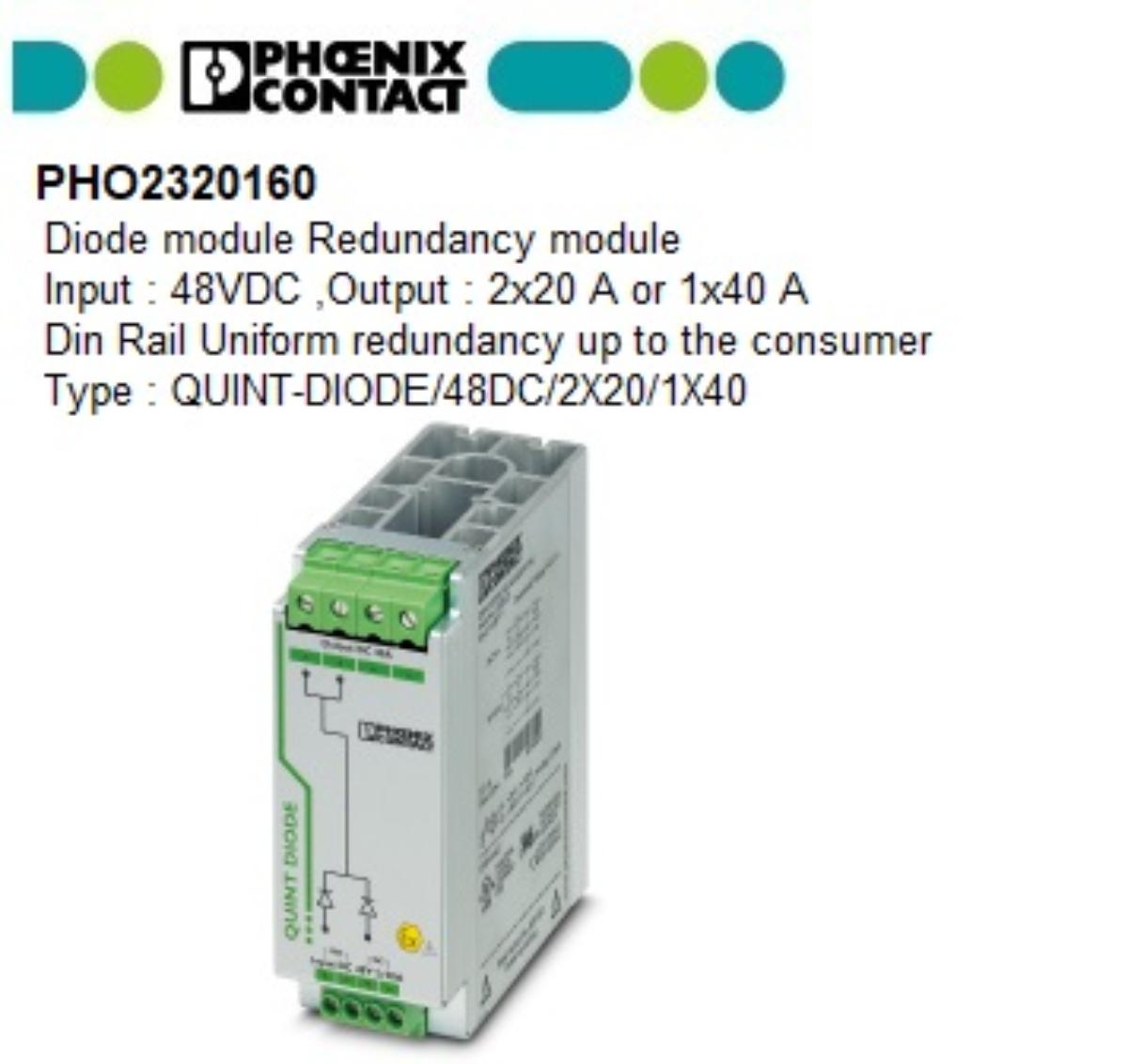 QUINT-DIODE/48DC/2X20/1X40 DIN RAIL DIOD